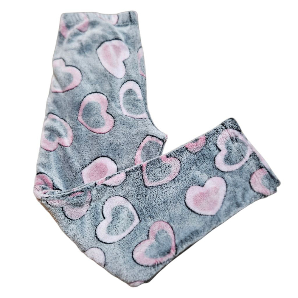 MissShorthair Large Grey Pink Heart Fleece Pajama Set - Picture 3 of 15